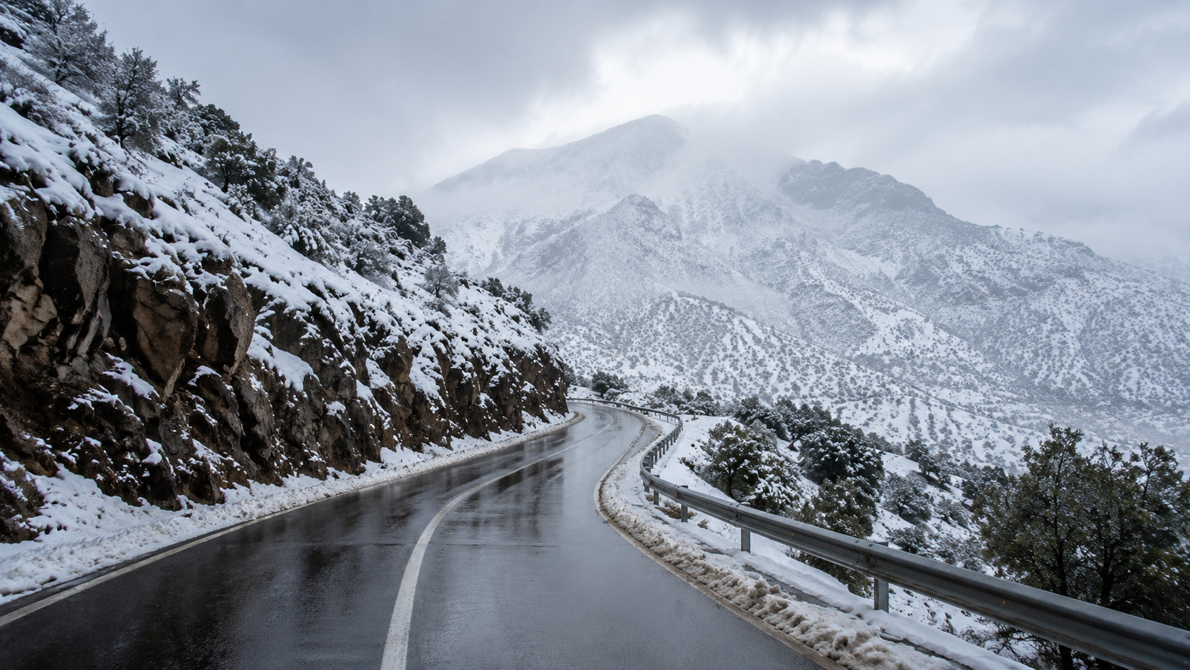 Winterse wegen, sneeuw & regen